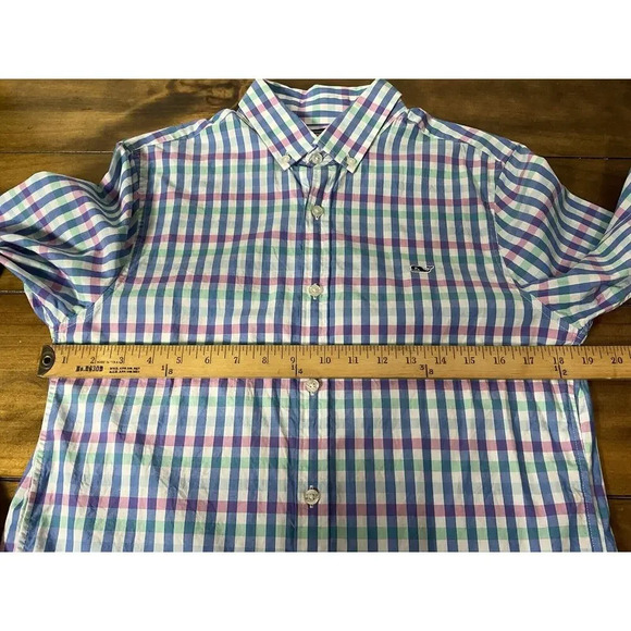Vineyard Vines Mens Small Button Up Slim Fit Whale Shirt Preppy Plaid - Picture 8 of 9